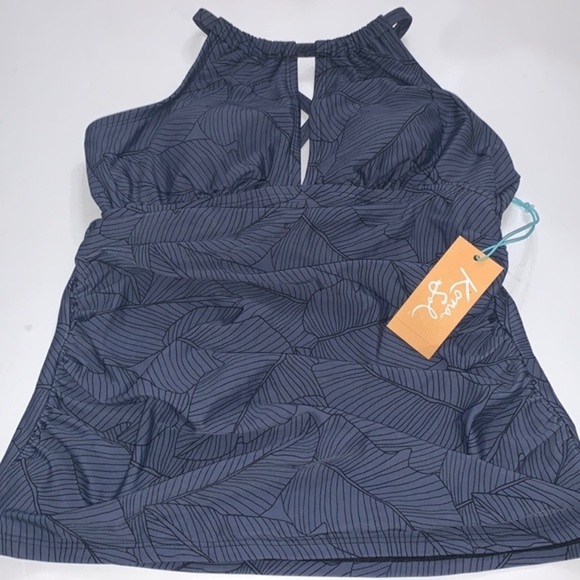 (S)- Kona Sol Women’s Keyhole High Neck Tankini Top - Picture 3 of 9